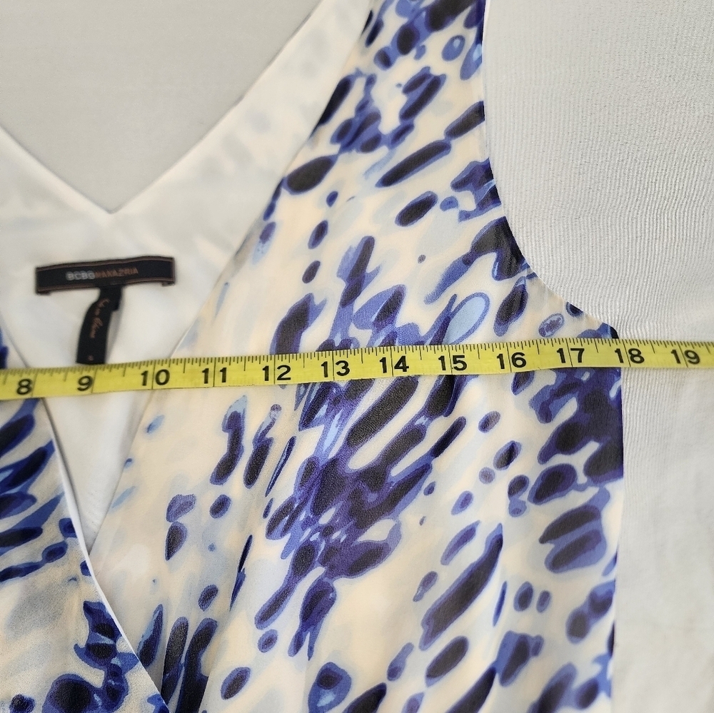 BCBGMaxAzria White and Blue Printed Mini Dress - Picture 5 of 16
